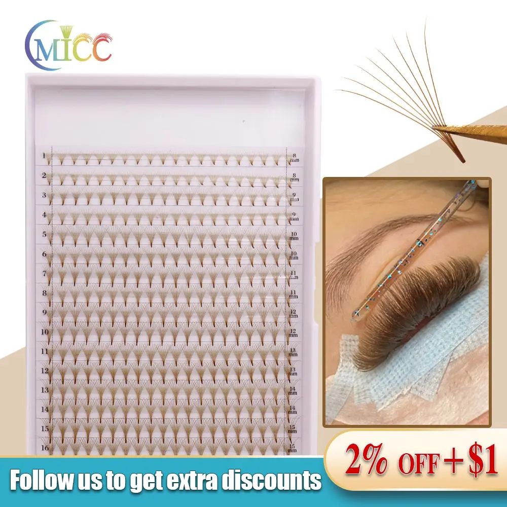 Natural Brown Soft Individual Eyelash Extensions Premade Fans Automatic Flowering Fake Eyelashes High Quality for Beauty Enhance