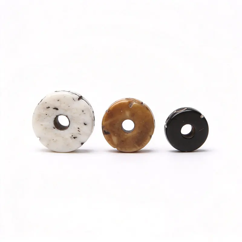 10Beads Yak Bone Loose Beads 8/10/12mm Hand Carved Cross Sun Moon Totem Oblate Beads TSB0525