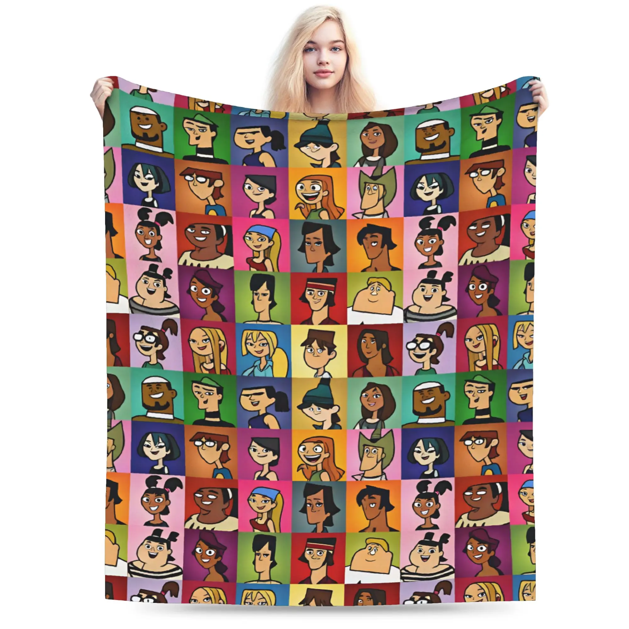 Totals Dramas Characters Soft Blanket For Living Room  Funny Throw Blanket Winter Travel Car Flannel Bedspread