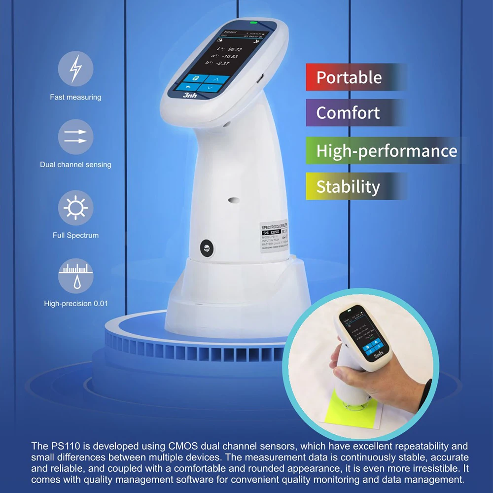 Portable Rechargeable Colorimeter Chromometer Handheld Spectrophotometer Color Meter Auto Calibration Color Difference Tester