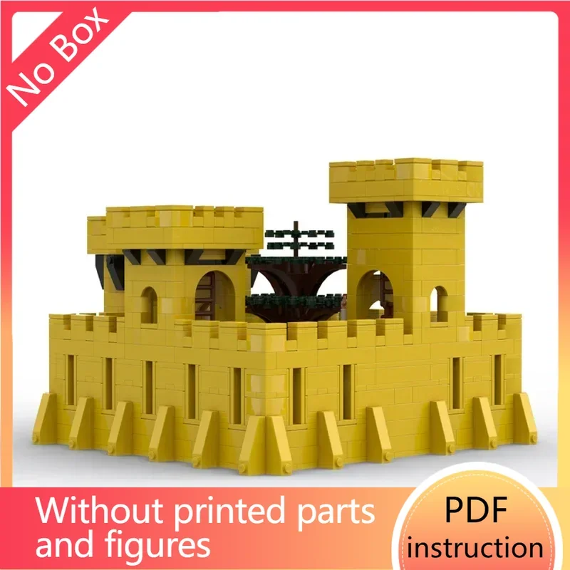 Clássico castelo amarelo tijolos fortaleza militar medieval stronghold cavaleiro arquitetura blocos moc tijolos modulares castelo keepChri