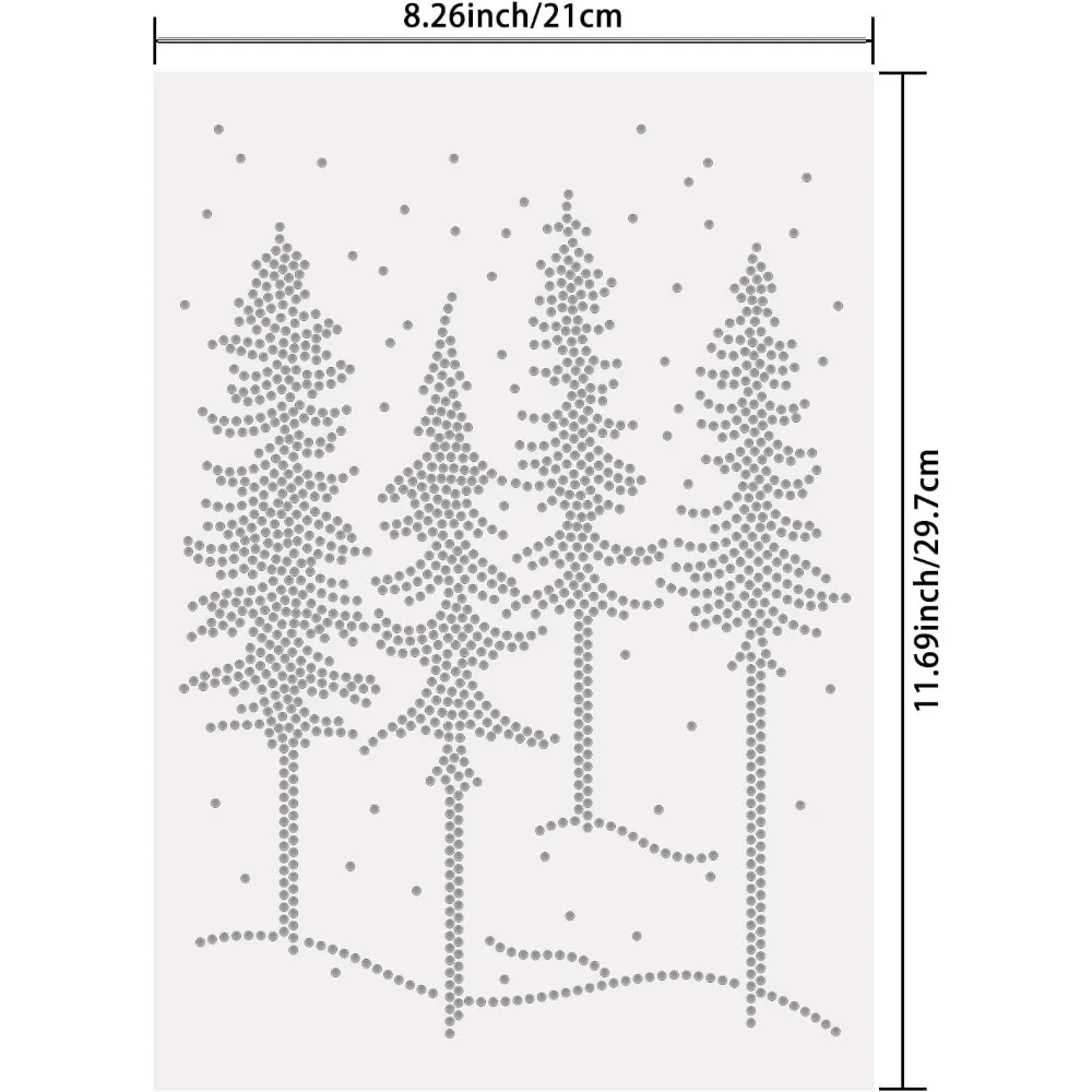 Pine Woods Iron on Rhinestone Snowflakes T-Shirt Crystal Heat Transfer Hot fix Rhinestone Bling DIY Decals for Clothing T-Shirts