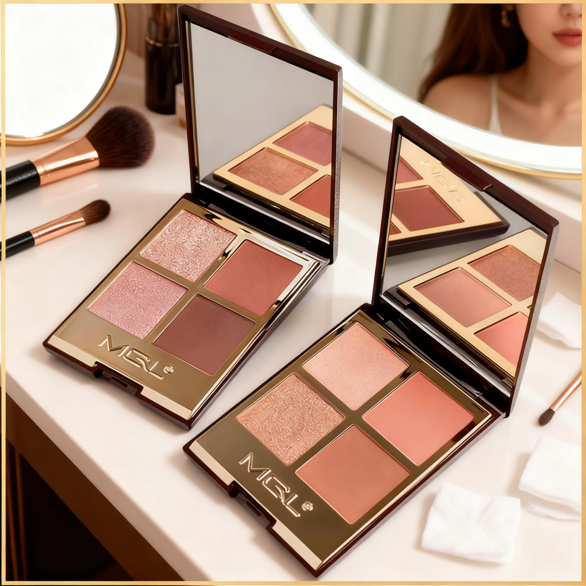 1/2PCS Four-color Eyeshadow Palette Sparkling Pink Brown Earth Color Smoked Eye Shadow Palette Matte Glitter Eyeshadow Shiny Eye