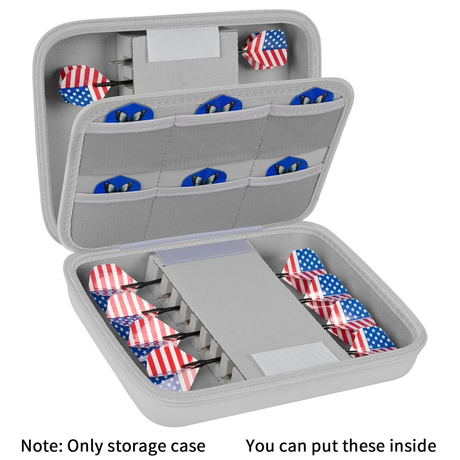 

16-Dart Storage Case for Steel & Soft Tip Darts, Portable Carrying Box with Organizer for Tips Shafts Flights, Protective Holder