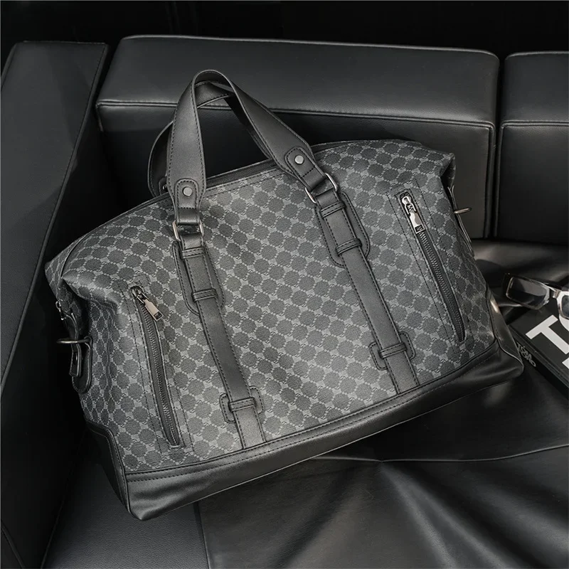 New Design Plaid Top-Handle Bags High Capacity Travel Bag Men's Crossbody Shoulder Bag Fashion Handbag Mens Shoulder Gym Bag