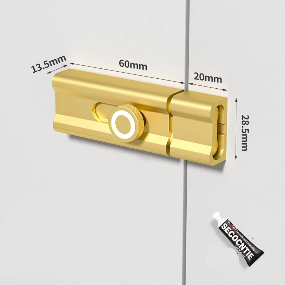 مشبك باب مضيء متين مضاد للسرقة بدون ثقب من سبائك الألومنيوم، مسمار باب منزلق، باب أمان، مطبخ