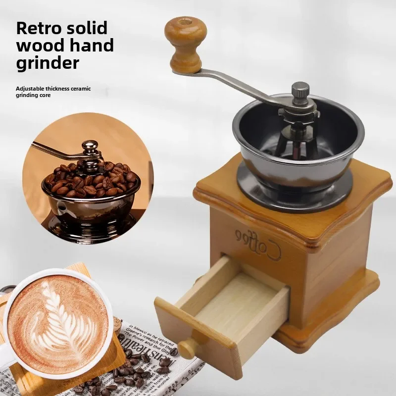 

Solid wood retro classic coffee powder machine manual coffee grinding salt solid wood core manual adjustable bean machine