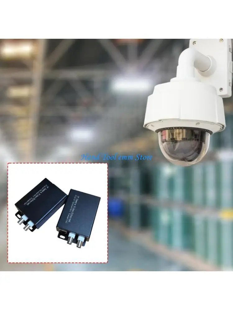 H37F Metal Housing Camera Coax Cable Set, 1Pair RJ45 and Coax Units for Fixed Camera Wiring with M Distance Guide and Mounting