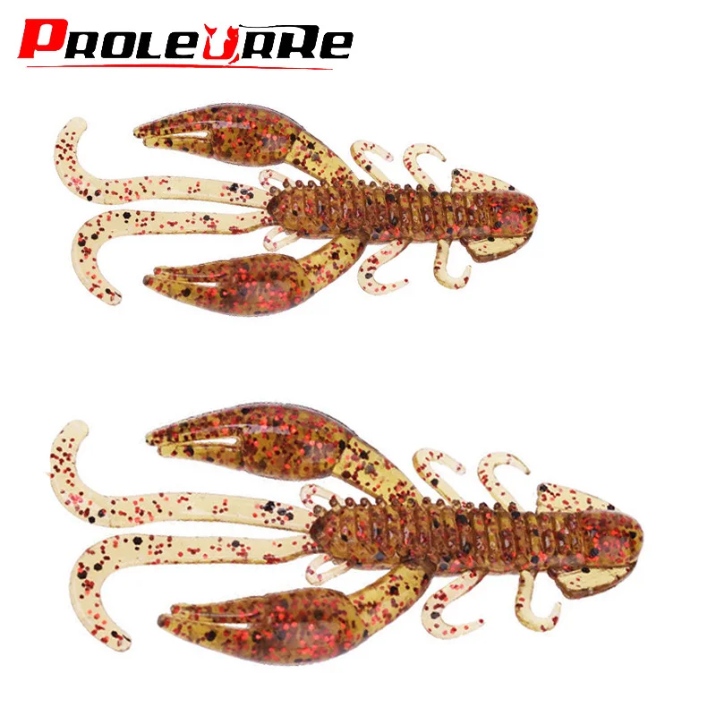 10PCS/Lot Jig Wobbler Silicone Worm Soft Bait 5cm 7cm Crayfish Fishing Lure Shrimp Smell Swivel Twintails Sea Bass for Carp