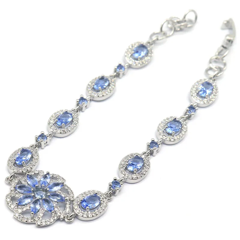 19x19 مللي متر متعدد الألوان الرودوليت العقيق البنفسجي تنزانيت الزبرجد لندن الأزرق توباز تشيكوسلوفاكيا المرأة الفضة سوار 7-7.5 بوصة #4