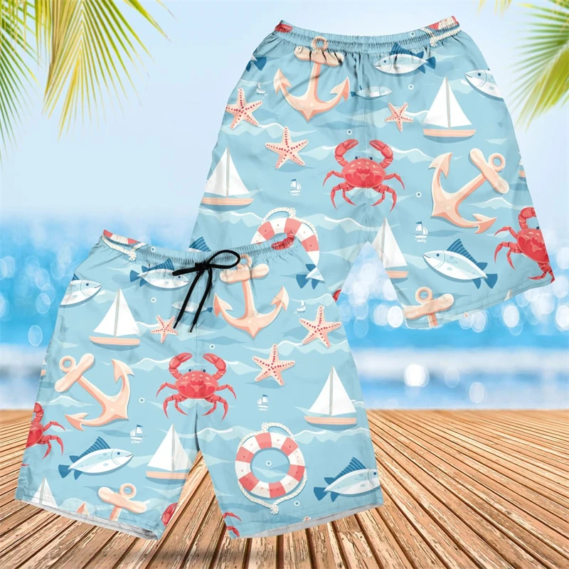 Summer Crab Mens Swim Trunks Marine Life Swimming Trunks For Men Clothes Crabs Beach Shorts Funny Animal Bermudas Boardshorts