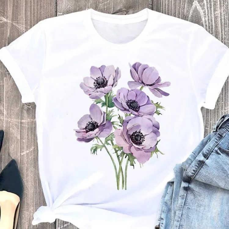 Butterfly Cute Print European Clothing Top Short-sleeved T-shirt Women Clothing  Graphic Tshirts  Oversized T Shirt  Tops