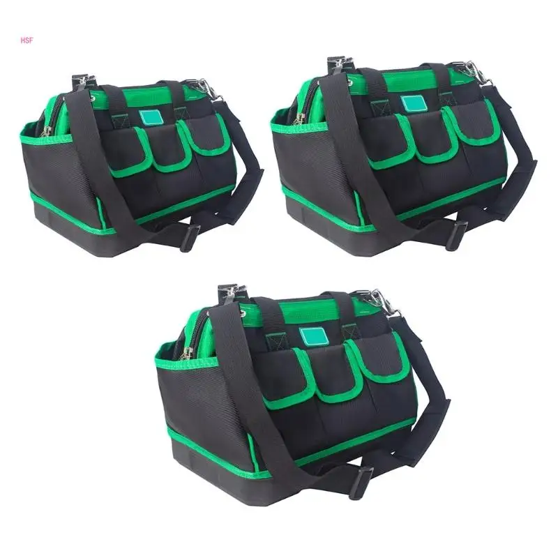 16/18/20in Tool Carriers Bag Wide Mouth Tool Bag Waterproof Rubber Handle Tool Bag Adjustable Shoulder Belt