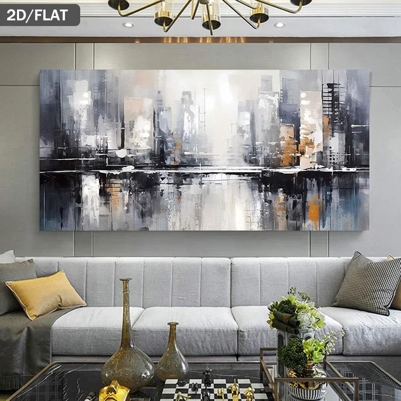 

1pc Modern Frameless Abstract Cityscape Canvas Painting Prints Poster for Living Room Wall Art, Poster for Bedroom, 2D Flat