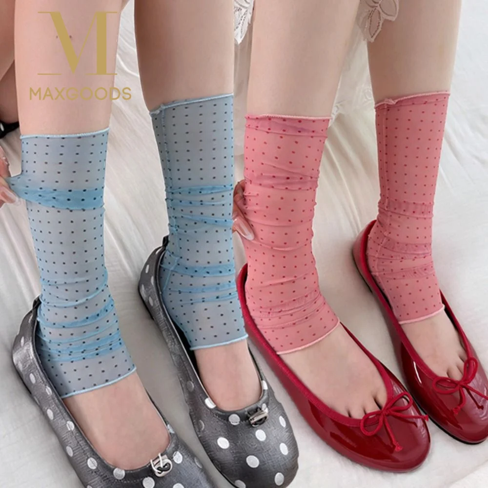 Fashion Ultra-thin Polka Dot Sock Skin-friendly Breathable Women Silk Sheer Stacked Socks Soft Women Sheer Socks Summer