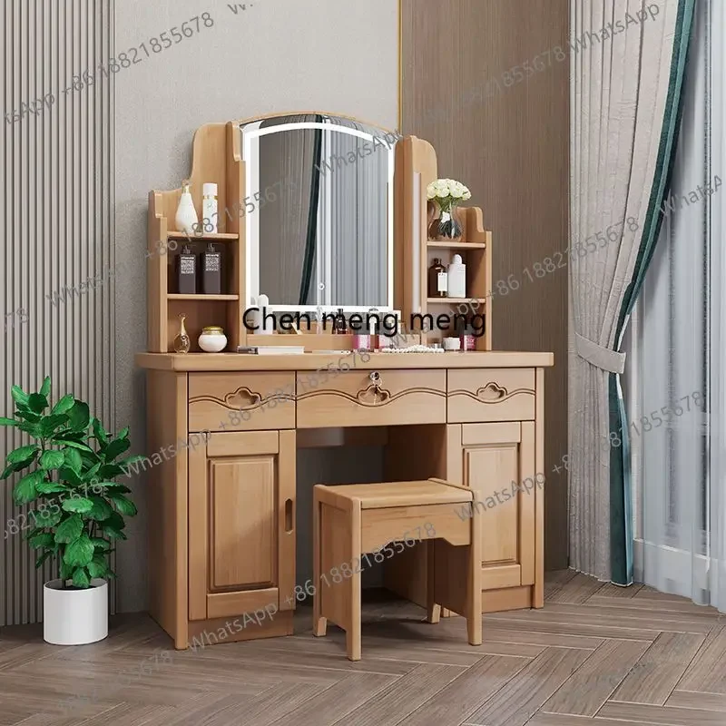 

Luxury Brown Vanity Desk Mirror Stool Decorations Cabinet Drawers Vanity Desk Dressers Bedroom Penteadeira Furniture For Home