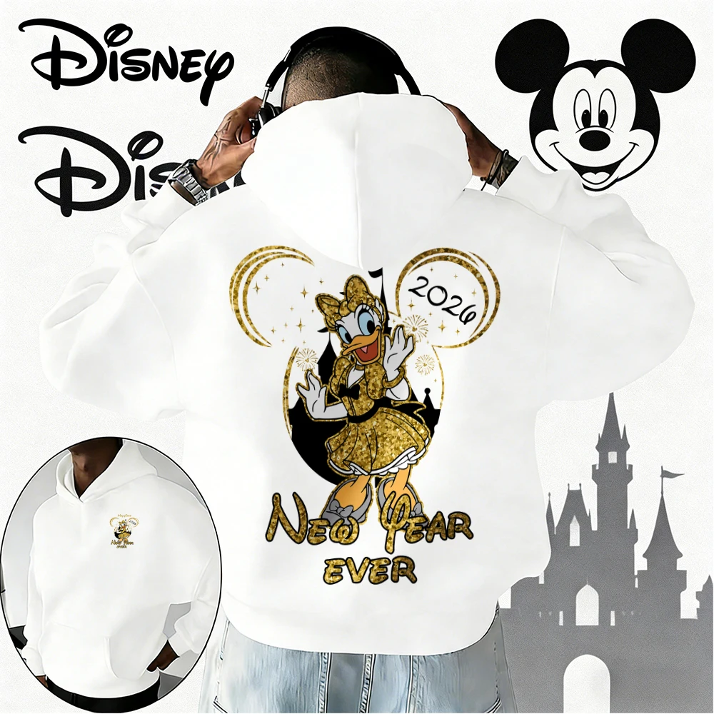 

Осень/зима 2026, толстовка с рисунком Диснея Дональда Дака, мужская модная уличная хлопковая теплая толстовка, свободное повседневное пальто унисекс