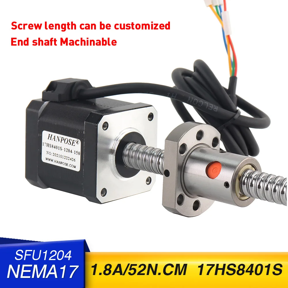 ballscrew motor nema17 stepper motor 17HS8401S with sfu1204-L300mm 42 motor mill cut cnc engraving machine