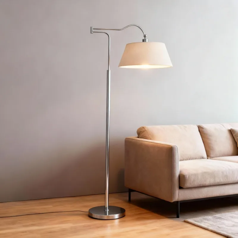 American Retro Country Linen Living Room Floor Lamps Simple Classical Telescopic Swing Arm Bedroom and Study LED Standing Lights