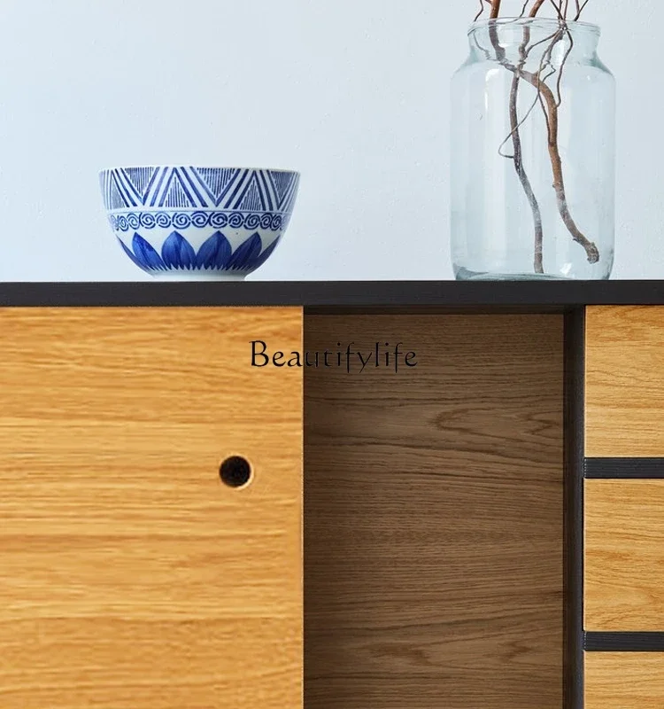 Whole house furniture Solid Wood Sideboard Nordic Modern Retro Side Cabinet Living Room Storage Locker Silent Style Chest of Dra