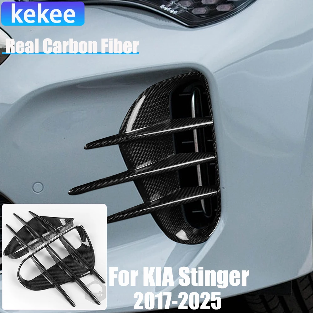 Real Carbon Fiber Car Accessories  Bumper Air Intake Cover Sticker For KIA Stinger/GT 2017 2018 2019 2020 2021 2022 2023 2024 25