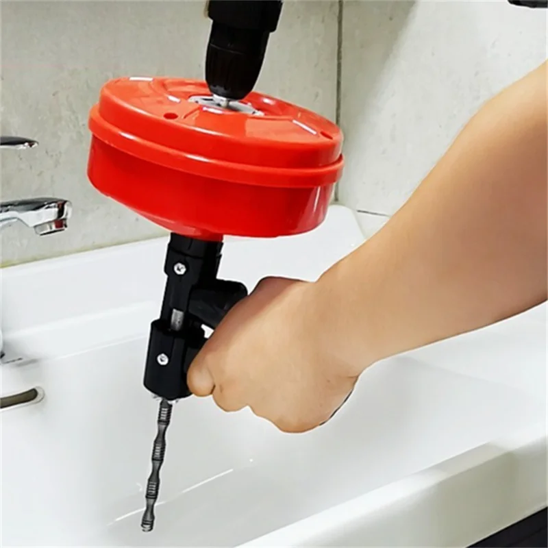 Drain Auger Plumbing Snake Auto/Manual Feed Pipe Snake Drain Clog Remover for Kitchen Bathroom Shower Sink