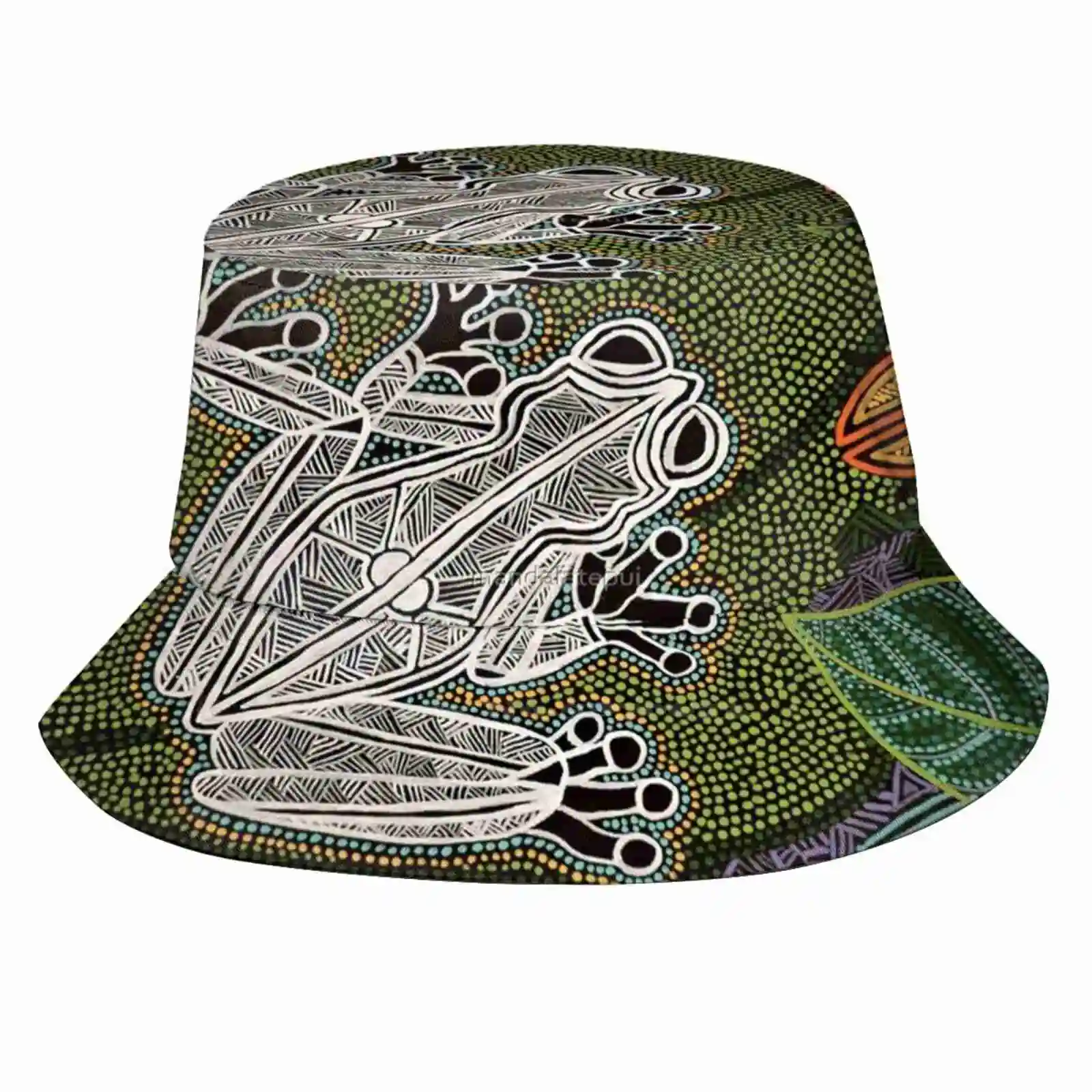 Aboriginal Frog I / Rana Aborigen I Pattern Hats Outdoor Hat Sun Cap Frog Dreaming Style Dots Night Abstract Wildlife