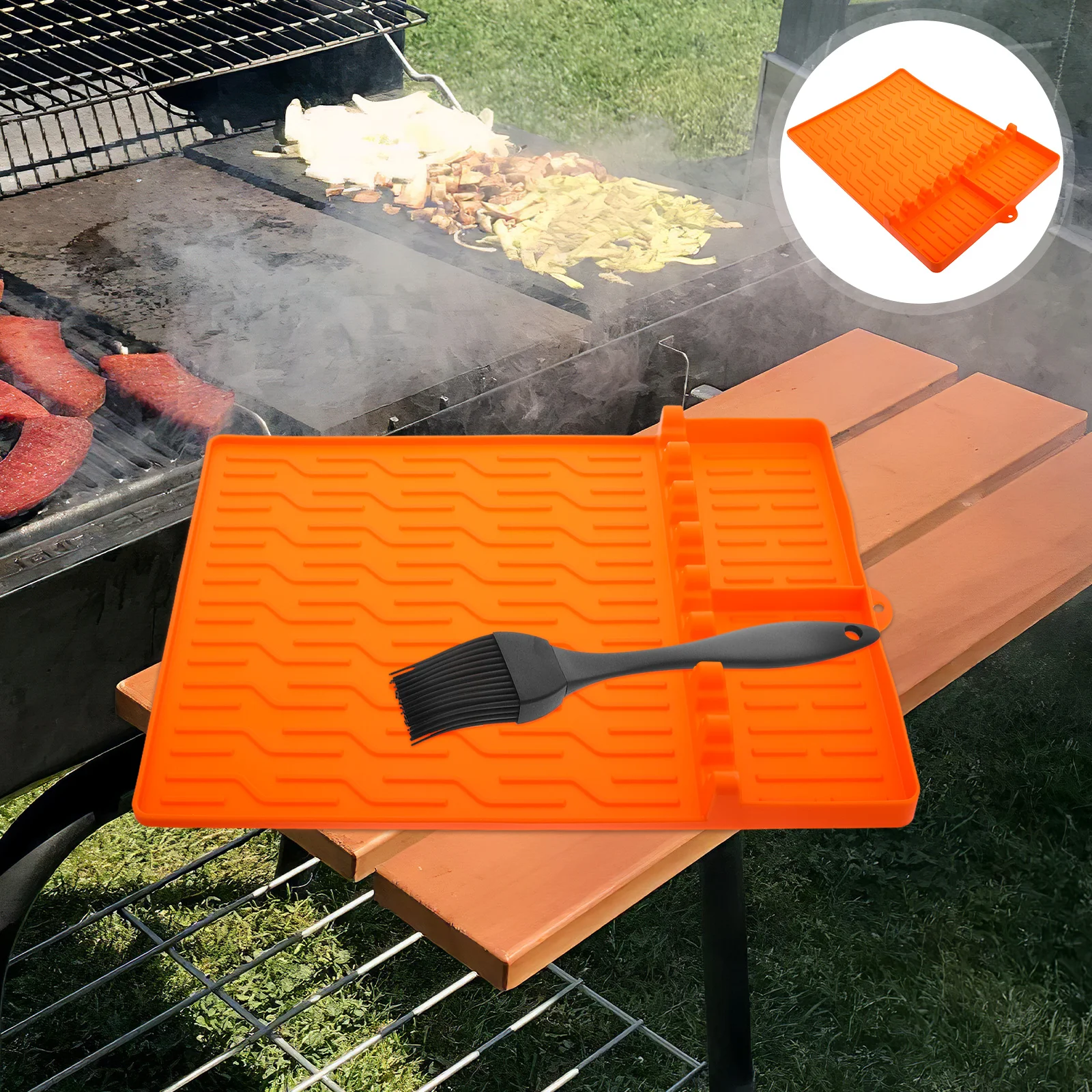 

Silicone Bakeware Tool Mat Griddle Accessory Countertop Utensil Holder Barbeque Grill Tools Side Shelf Bbq Mats Cooking Rest