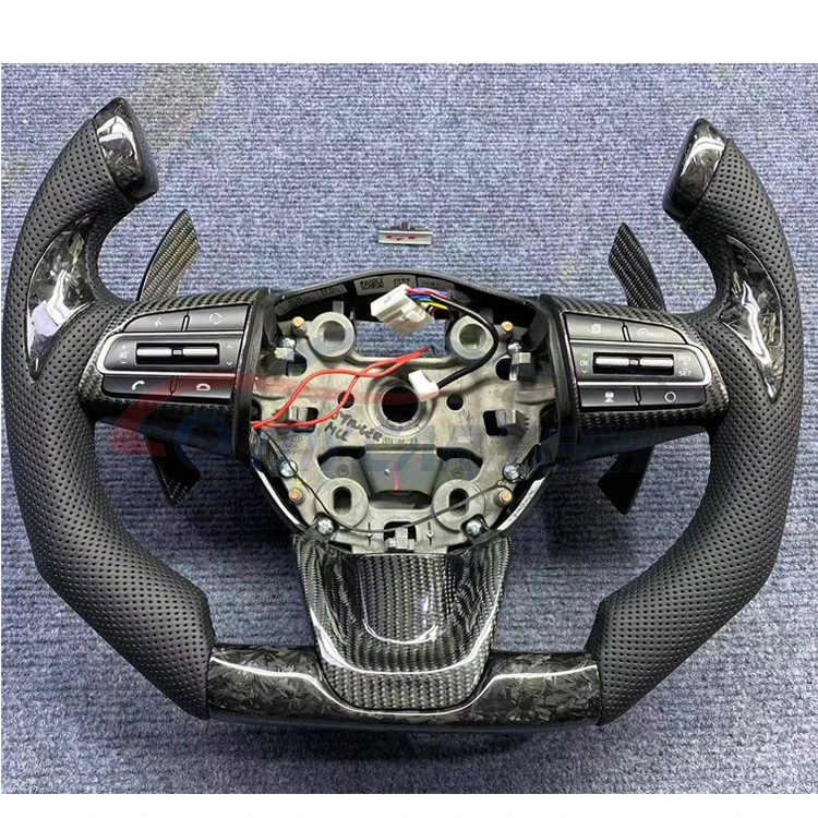 For H yundai K ia Stinger GT Elite Carbon Fiber Steering Wheel LED RPM Paddle Shifter Trim Heat Handlebars