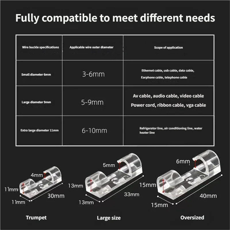 20pcs60pcs بالتنقيط من نوع الذاتي لاصق منظم للأسلاك مقاطع كابلات السحابات بين قوسين لأسلاك السيارات #2