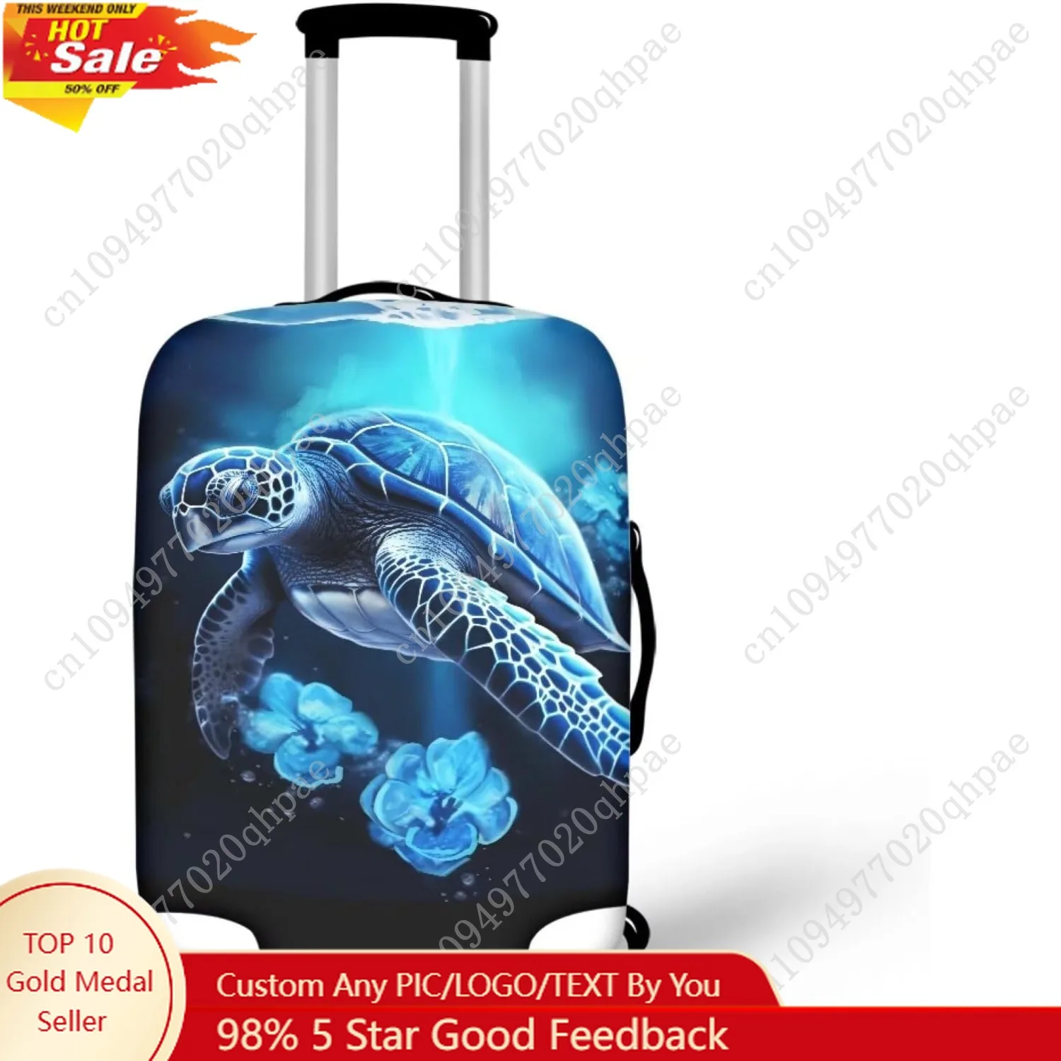 

COEQINE Luggage Cover Protector 20 Inch for Women Small Suitcase With Zipper Neon Sea Turtle Boho Floral Suitcase Cover Carry On