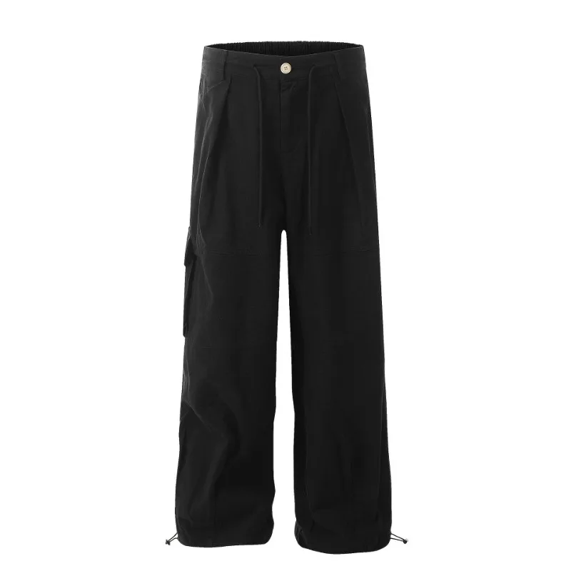 OR FL High Street Niche Personality Pull Rope High Waist 100 Cotton Women Cargo Trousers Trendy Brand Women's Y2k Wide Leg Pants
