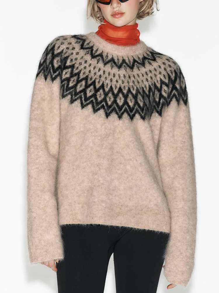 

Sweet Faionable Knitted Sweater 2025 Winter New Arrival Floral Embroidery Casual Loose Fit Long Sve round Ne Top for W...