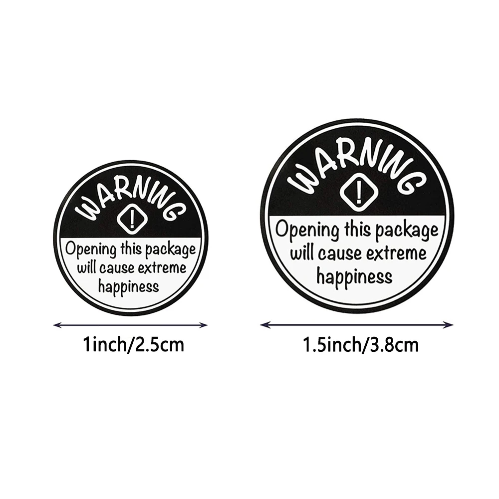 500pcs/roll Warning Stickers for Kids Gift Wrapping Seals Black and White Lovely Extreme Happiness Warning Self Adhesive Sticker