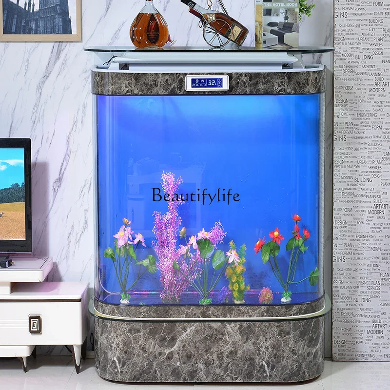 Aquarium European-Style Ecological Glass Large and Medium Goldfish against the Wall Change Water Lazy Fish Tank