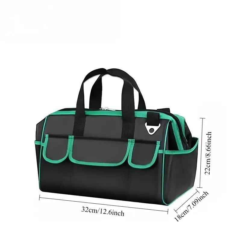 14-Inch Large Toolbox With Multiple Compartments Pockets Adjustable With Shoulder Straps Zipper Closure