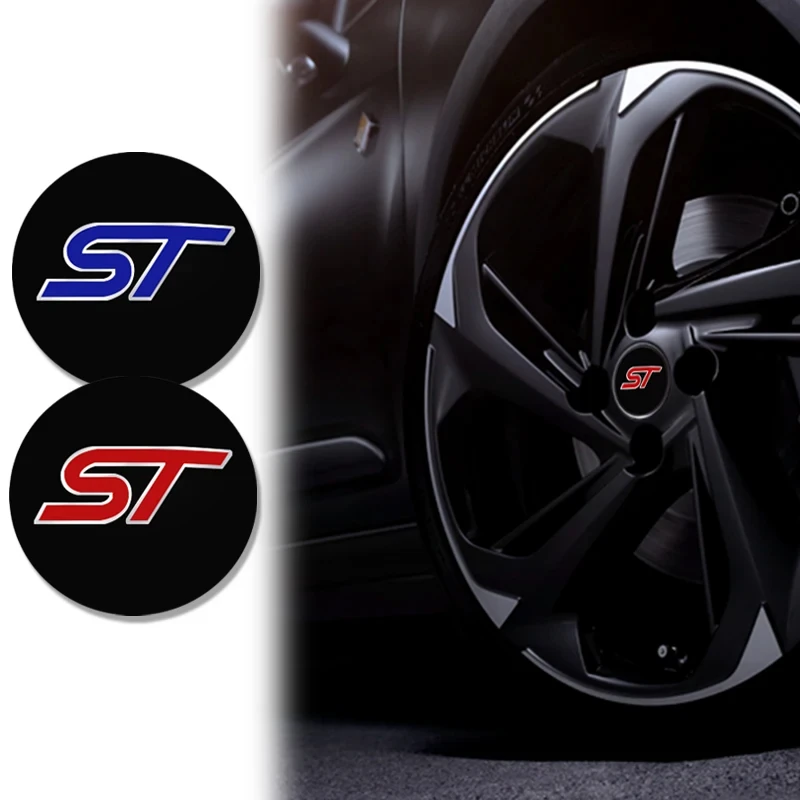 4Pcs 56mm ST Emblem Car Wheel Center Cover Stickers Hub Cap Decal For Focus Edge Mondeo Puma Fiesta Kuga Accessories