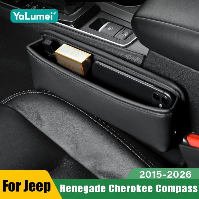 

For Jeep Renegade Cherokee Compass 2015 - 2018 2019 2020 2021 2022 2023 2024 2025 2026 Car Seat Crevice Storage Box Accessories