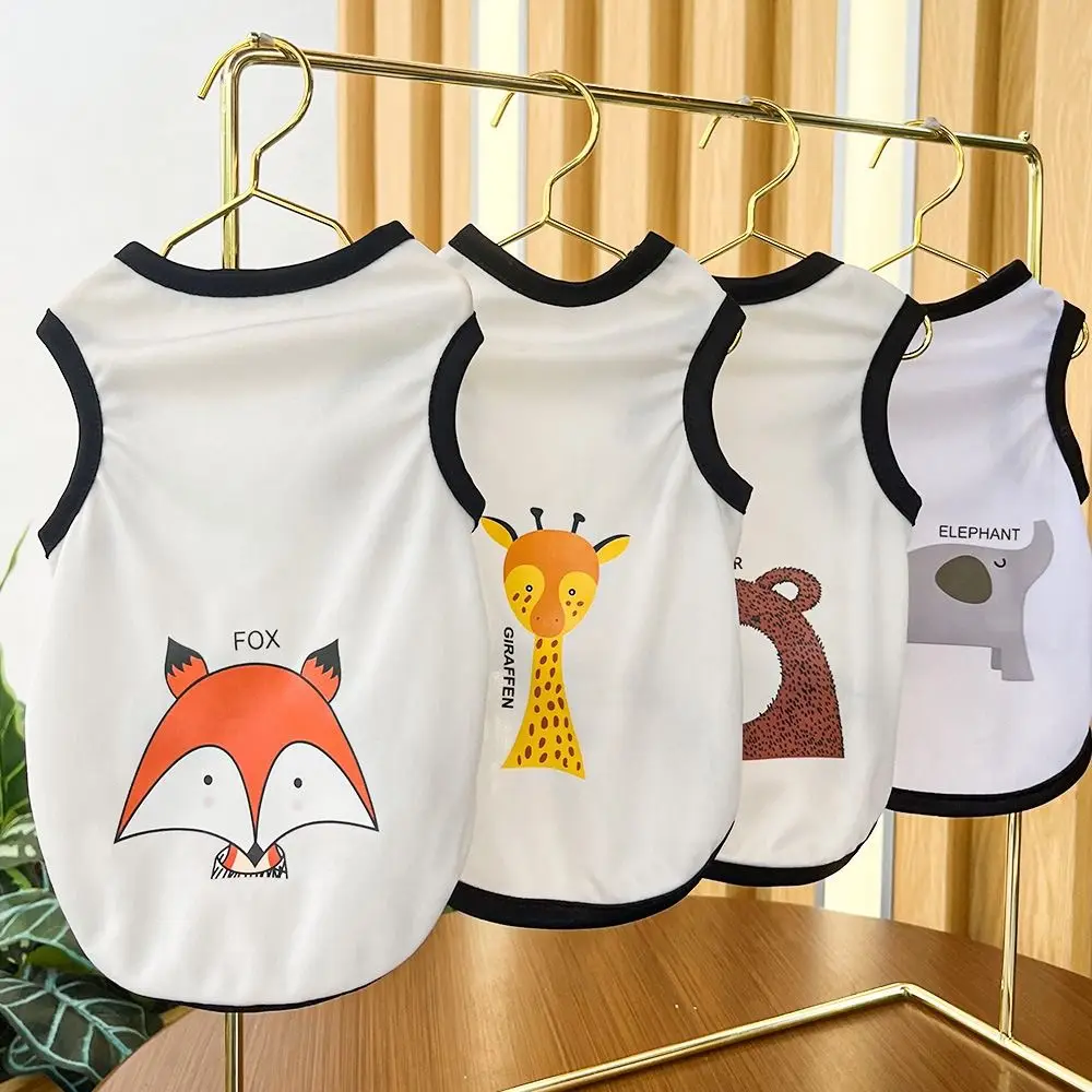 

Cartoon Dog Thin Tank Top Cute Polyester Animal Pattern Dog Summer Clothing Breathable Cat T Shirt Summer