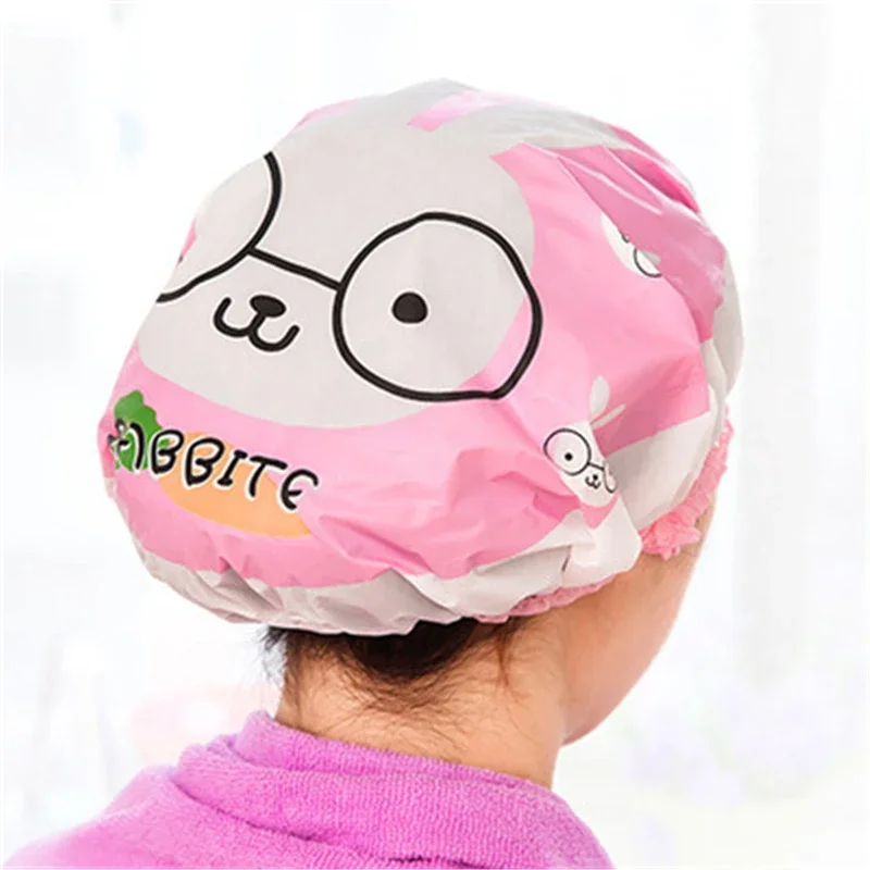 2043 fashion cute adorable cartoon series lace Waterproof Shower cap Korea shampoo cap