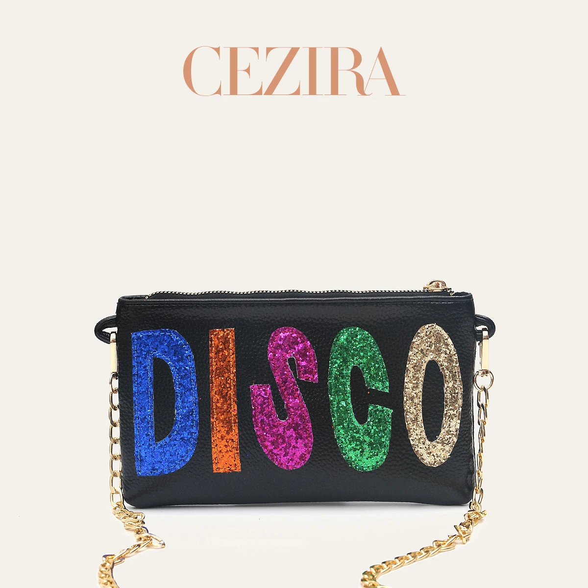 CR Fashion Colorful Shiny Sequins Letters Crossbody Purse For Women Soft PU Vegan Leather Square Clutch Handbag For Party Dating view 4