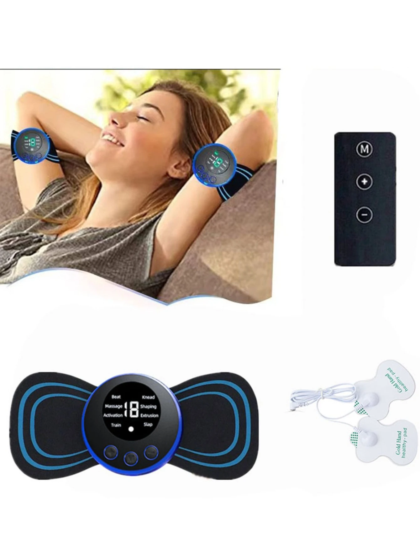 8 Modes Rechargeable Neck Massager with Remote Control EMS Low Frequency Pulse Massager For Muscle Relaxation Relief The Pain