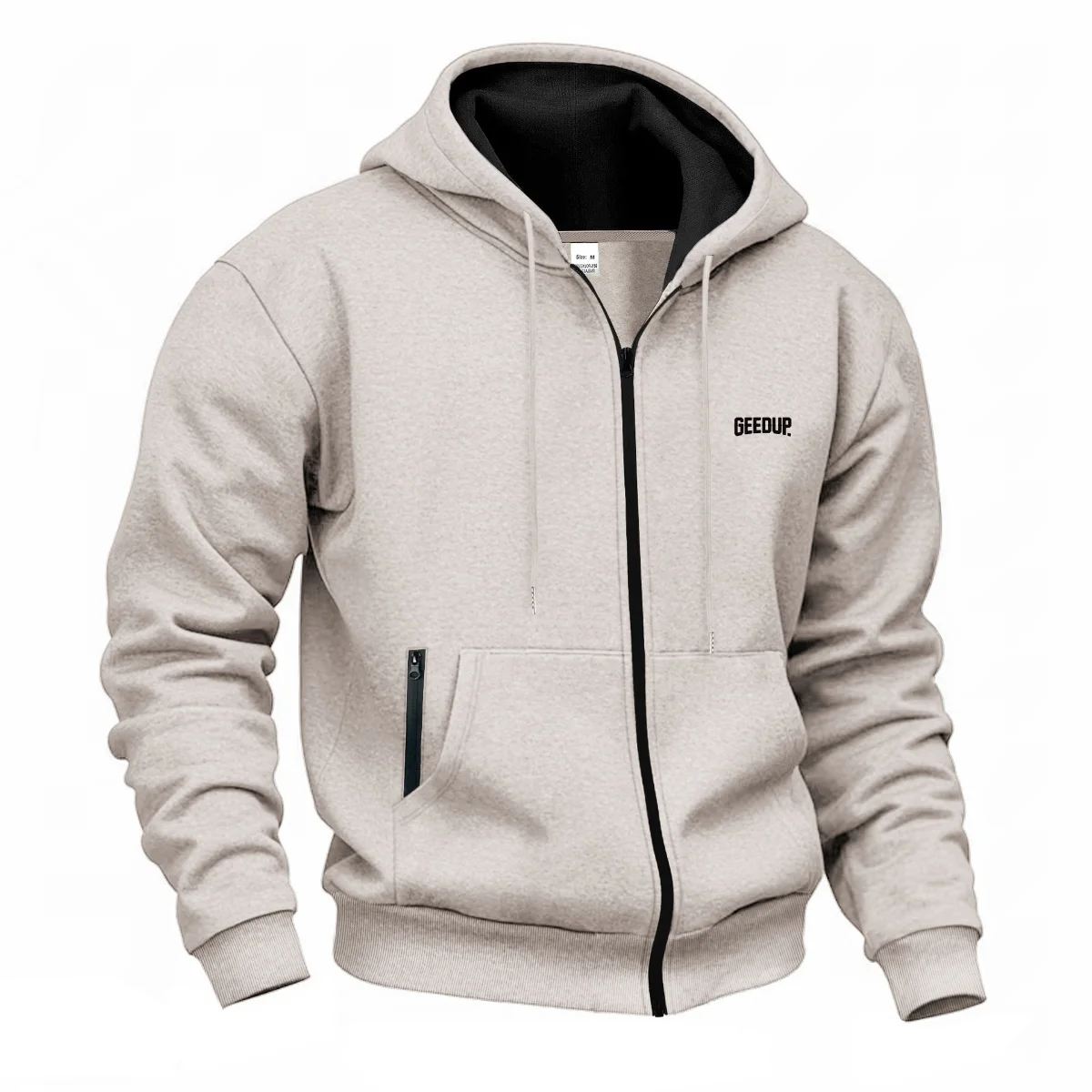 New men's 2025 autumn/winter casual hoodie fashionable solid-color zipper pullover hooded sweatshirt