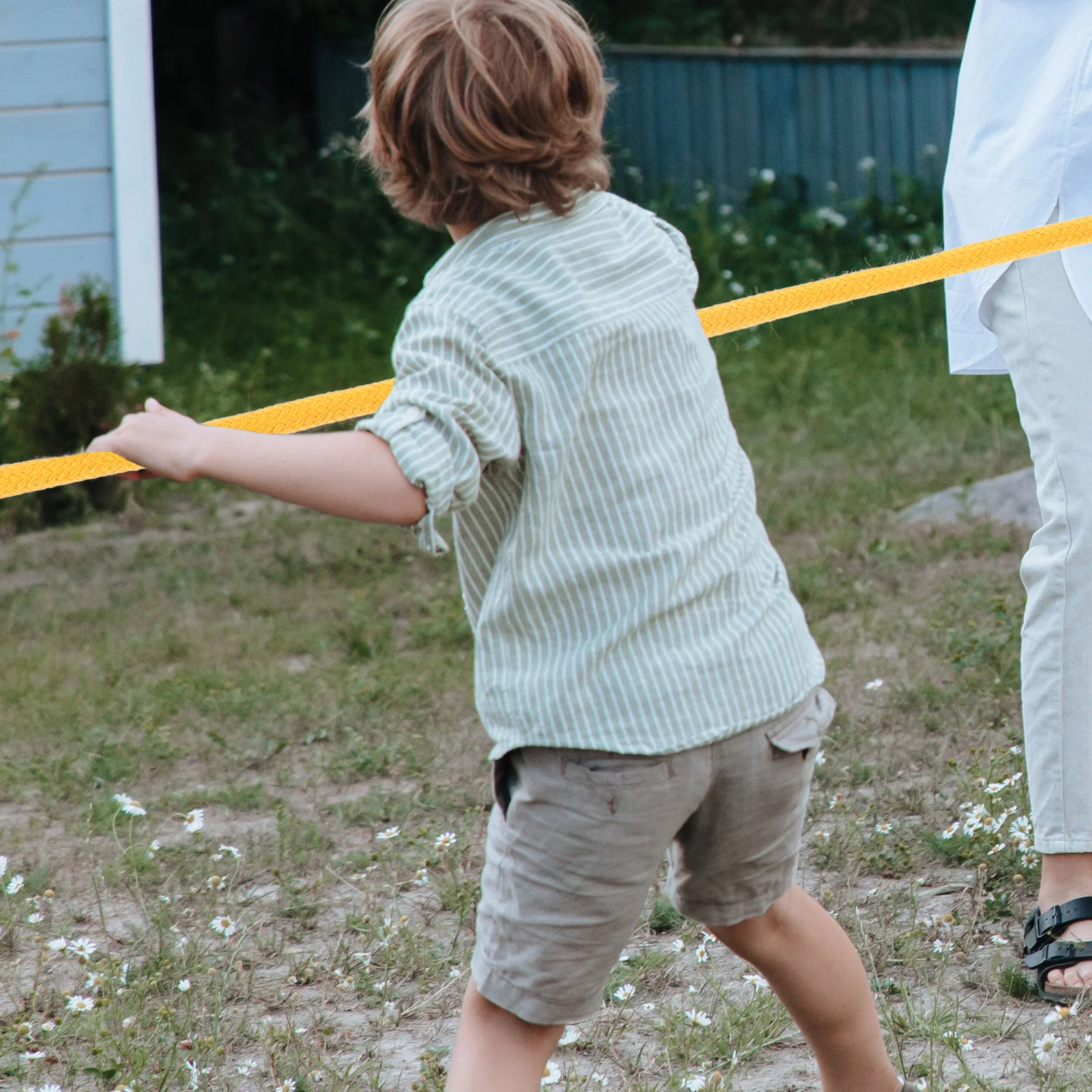 Gra w przeciąganie sznura z bawełny, żółta, zabawka na zewnątrz, akcesorium sportowe na imprezę, ręcznie robiony sznurek, sznur dekoracyjny
