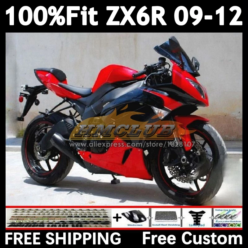 Injection Kit For KAWASAKI NINJA ZX-636 ZX-6R 2009 2010 2011 2012 158No.25 ZX 636 6R ZX636 ZX6R 09 10 11 red black 12 Fairing