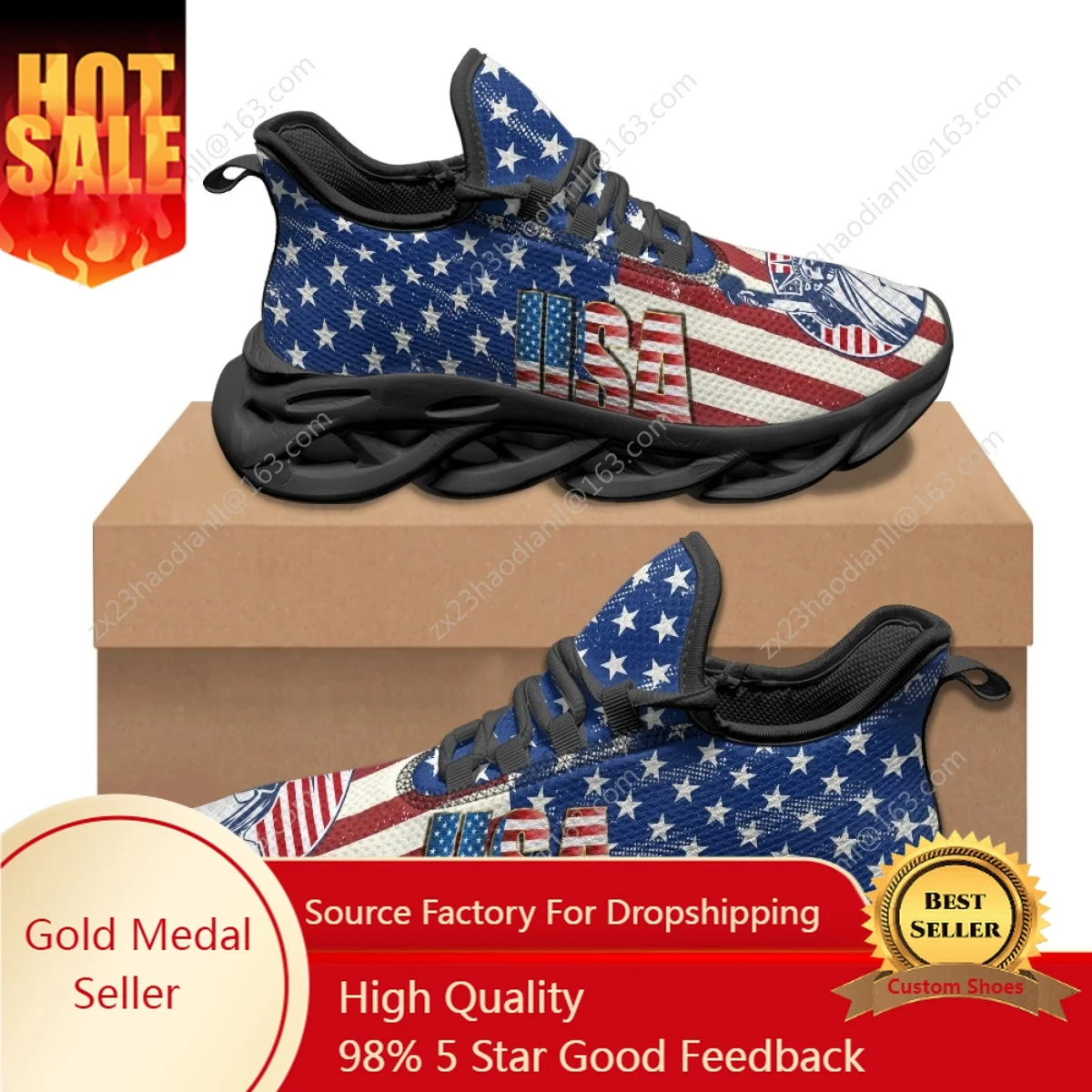 

American Flag Designer Soft Sneakers Fashion Lace-up Nonslip Platform Shoes For Women Summer Independence Day Mesh Flats Hot New