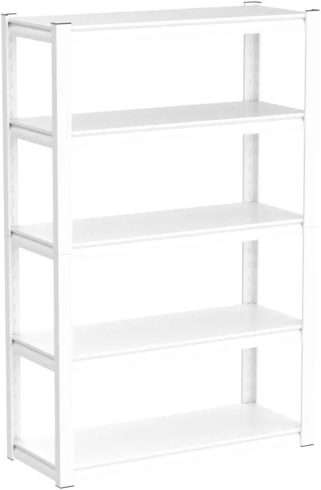 Adjustable 5 Tier Heavy Duty Storage Shelves,Metal Shelving Unit for Warehouse,Pantry,Kitchen,72" Hx31.7W x16.3D,White