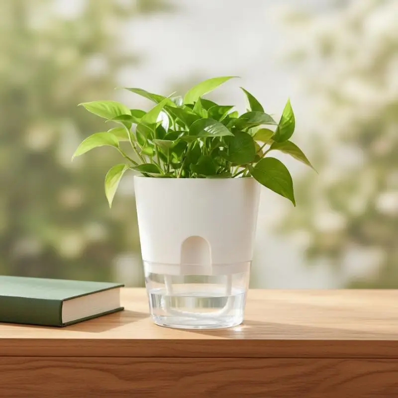 1Pcs Transparent Self-Watering Flower Pot Lazy Hydroponic Planter for Indoor Vegetable Herb Growing Use