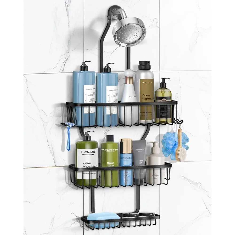 

Подвесной органайзер для душа - органайзер для подвешивания душа никогда не ржавеет - алюминий над душевой кабиной с корзиной для мыла и 6 крючками для
