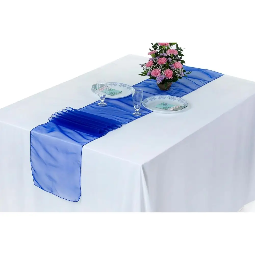 

12x108 Inch Premium Organza Table Runners - Ideal for Weddings, Parties, and Banquets in Royal Blue